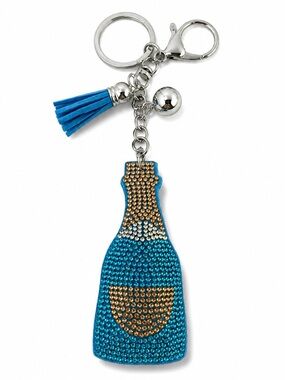 Rhinestone Champagne Bottle Keyring bag backpack charm
